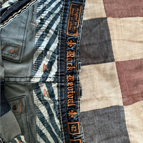 Rock Revival Striped Denim with Orange Accents